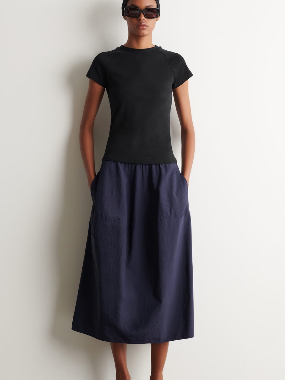 NWT COS Scuplted Nylon Midi Skirt - size M